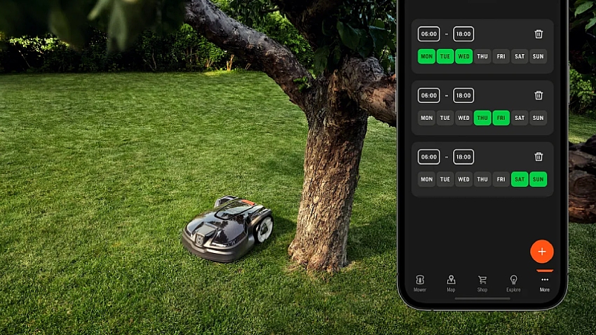 A mobile phone display showing the automower cutting schedule in the Connect app (1)