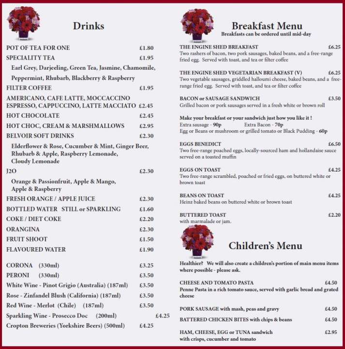 Our "Engine Shed" Menu The Engine Shed Restaurant Steam & Moorland