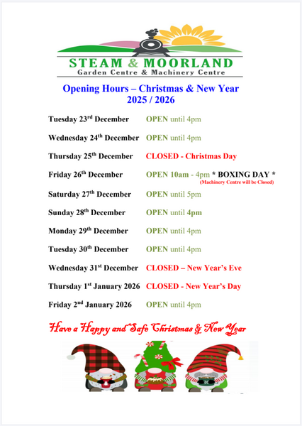 Christmas & New Year Opening Hours 2025/2026