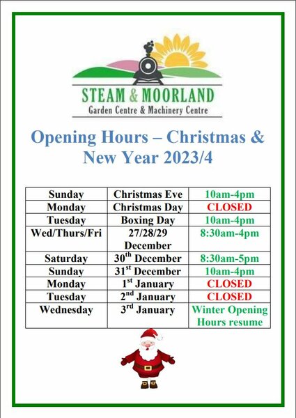 Christmas & New Year Opening Hours