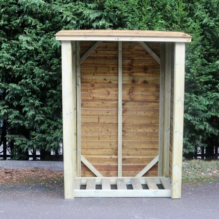 Churnet Valley Heavy Duty 6ft x 4ft Garden Log Store - front on view of log store