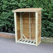Churnet Valley Heavy Duty 6ft x 4ft Garden Log Store from the side on a gravel flooring