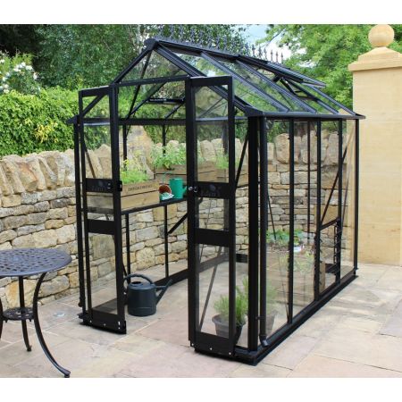 Halls Cotswold BIRDLIP Greenhouse 48 Black Long pane toughened - V01591 - image 1