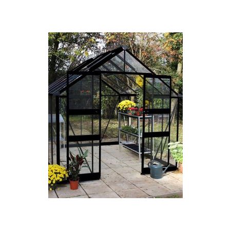 Halls Cotswold BLOCKLEY Greenhouse 810 Black Long pane toughened glass - V01627