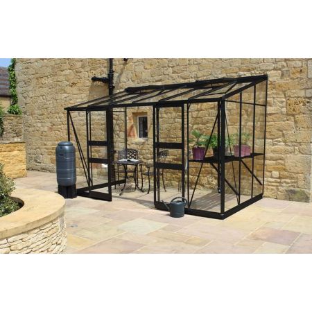 Halls Cotswold BROADWAY 126 lean-to Black 6mm Polycarbonate