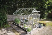 Halls ICON 6x10 Mill horticultural glass, front view of greenhouse
