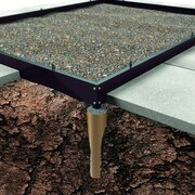 Halls ICON 6 Gardenhouse 6x12 galvanised steel base HR01188 shown with ground anchors and gravel foundation, illustrating how the base secures the Gardenhouse to the ground.