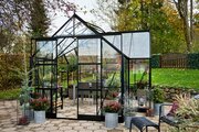 Halls ICON 8 8x12 Gardenhouse 3mm toughened glass in Black - full view