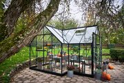 Halls ICON 8 8x12 Gardenhouse 3mm toughened glass in Black - side view