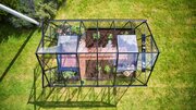 Halls ICON 8 8x12 Greenhouse Toughened Glass Black - Birdseye view 