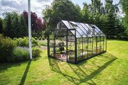 Halls Icon 8 8x14 Greenhouse 3mm Horticultural Glass in Black finish - Full image