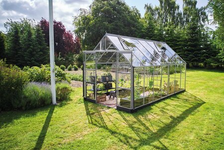 Halls Icon 8 8x14 Greenhouse 3mm Toughened Glass in Mill finish - Full image