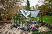 Halls ICON 8 8x12 Gardenhouse 3mm toughened glass in Green - In garden