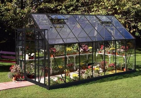 Halls Magnum 814 Black Greenhouse 14x8 Toughened Glass Long Pane F09672