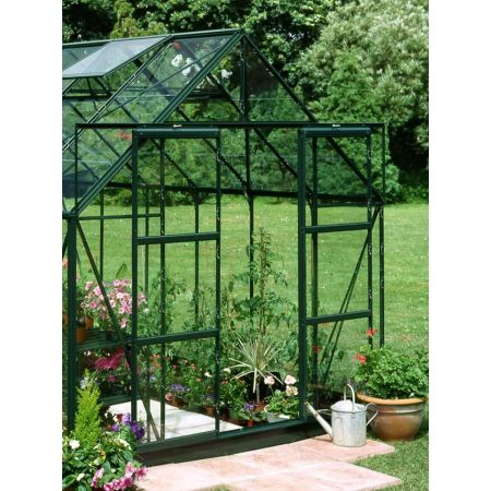 Halls Magnum 814 Forest Green Greenhouse 14x8 Horti Glass Short Pane