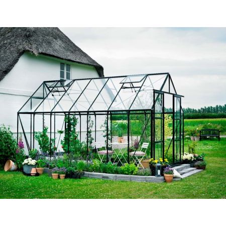 Halls Magnum 814 Forest Green Greenhouse 14x8 Toughened Glass Long Pane