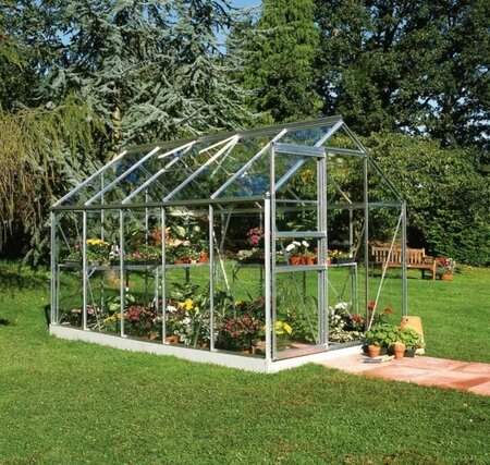 Halls Popular 610 Aluminium Greenhouse 6x10 Toughened Glass Long Panes FO9896