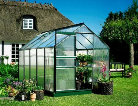 Halls Popular 610 Forest Green Greenhouse 10 x 6 Polycarbonate