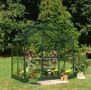 Halls Popular 64 Forest Green Greenhouse 4 x 6 Tough Glass Long Panes
