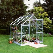 Halls Popular 66 Aluminium Greenhouse 6 x 6 Horti Glass Short Pane