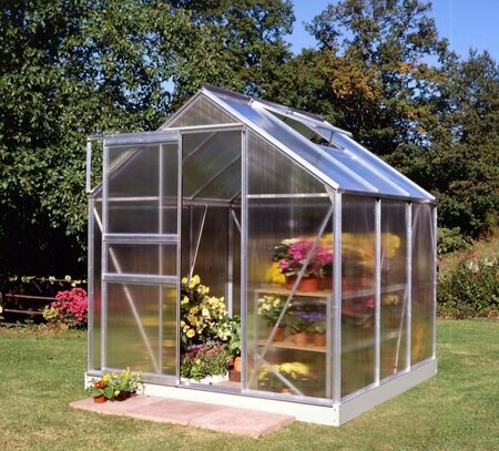 Halls Popular 66 Aluminium Greenhouse 6 x 6 Polycarbonate