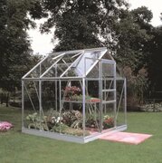 Halls Popular 66 Aluminium Greenhouse 6 x 6 Toughened Glass Long Panes