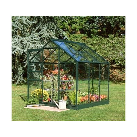 Halls Popular 66 Forest Green Greenhouse 6 x 6 Horti Glass Short Panes