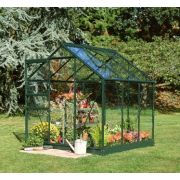 Halls Popular 66 Forest Green Greenhouse 6 x 6 Horti Glass Short Panes