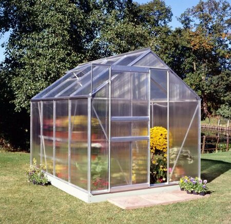 Halls Popular 68 Aluminium Greenhouse 8 x 6 Polycarbonate