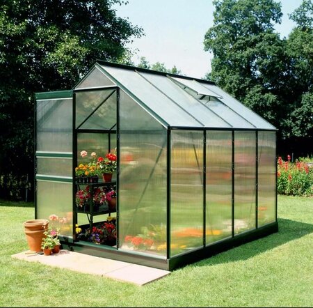 Halls Popular 68 Forest Green Greenhouse 8 x 6 Polycarbonate - S08103