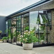 Halls QUBE 612 6x12 Lean-To Greenhouse Black Toughened Glass