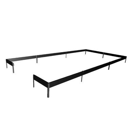 Halls QUBE+ 816 8x16 greenhouse base in black steel frame on white background.