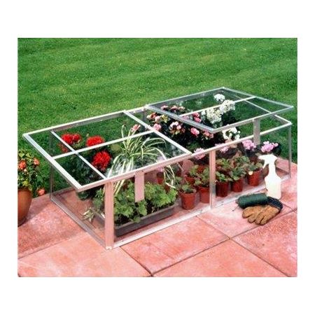 Halls Silver Aluminium Cold Frame 4x2 Toughened Glass