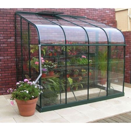 Halls SilverLine 68 Forest Green Lean-To 8x6 Toughened Glass
