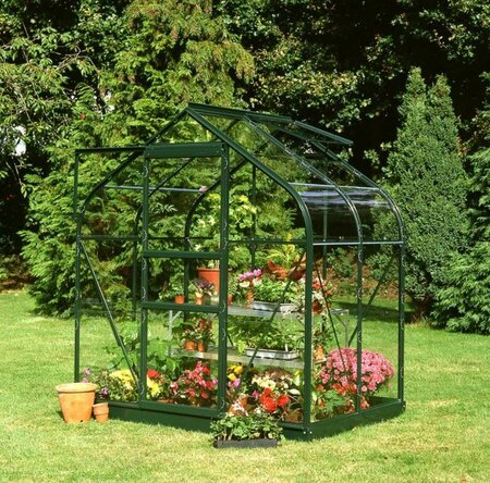 Halls Supreme 64 Forest Green Greenhouse 4 x 6 Toughened Glass Long Pane