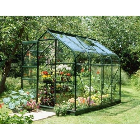 Halls Supreme 68 Forest Green Greenhouse 8 x 6 Toughened Glass Long Pane