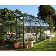 Halls Supreme 812 Forest Green Greenhouse 12 x 8 Double Door Tough Glass