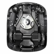 Underside view of the Honda HRM 1000 Miimo robotic lawnmower showing wheels and cutting deck assembly