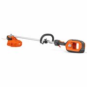 Side view of Husqvarna 525iLXT battery trimmer 970551501 showing brushless motor housing and ergonomic loop handle