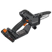 Husqvarna Aspire P5-P4A cordless pruner cutting tree branch, compact 18V battery pruning saw in garden use