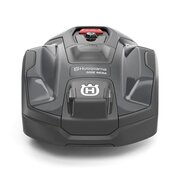 Front view of the Husqvarna Automower305E NERA robotic lawn mower with EPOS plug-in, showing compact wire-free design.