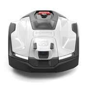Front view of the Husqvarna Automower 405XE NERA robotic lawn mower with EPOS plug-in, shown on a white background.