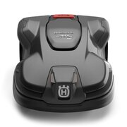 Front view of Husqvarna Automower 405X robotic lawnmower showing compact design and collision sensors