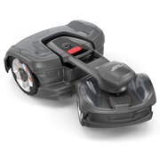 Rear view of Husqvarna Automower 435X AWD NERA robotic mower showing AWD chassis and EPOS module housing