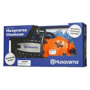 Husqvarna toy chainsaw in packaging styled on the 440 model with realistic sounds and rotating chain for children aged 3 and over