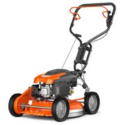 Husqvarna KLIPPO LB 548SQe petrol mulching mower angled view showing BioClip cutting deck and professional build