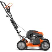 Husqvarna KLIPPO LB 548SQe petrol mulching mower angled view showing BioClip cutting deck and professional build