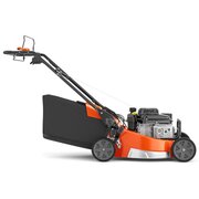 Husqvarna LC 551VBP 51cm self-propelled petrol mower with Blade Brake Control, aluminium deck and high-capacity grass collector, front three-quarter view.