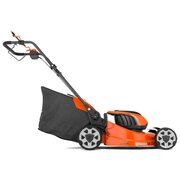Husqvarna LC142iS self-propelled battery lawnmower side view with grass collector, 42cm cordless mower for small to medium lawns