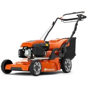 Husqvarna LC 353V 53cm self-propelled petrol lawnmower with variable speed drive and 60L grass collector, front three-quarter view.